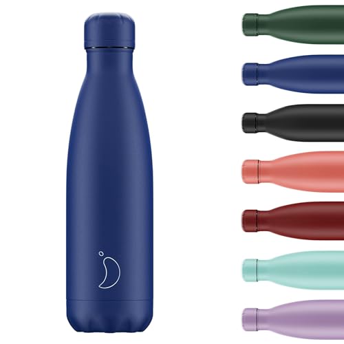 Chilly's Botella de agua Original: Botella de Agua de Acero Inoxidable Aislada al Vacío, Termo Reutilizable para Bebidas Calientes y Frías - a Prueba de Fugas, Sin Sudor - Matte - All Blue - 500ml
