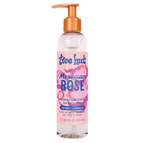 Tree Hut Moroccan Rose Moisturizing Shave Oil, Hydrating Gel-to-Oil Formula for a Smooth Shave, For All Skin Types, 7.7 fl oz