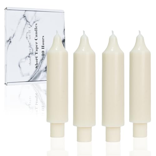 LPUSA Candlesticks Short Taper Candle Ivory Candle Sticks Dripless Tapered Candles for Christmas Home Decor 6 inch Set of 4,Ivory New