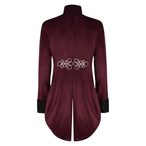 Chaqueta medieval steampunk de terciopelo con bordado y ajuste cómodo 3
