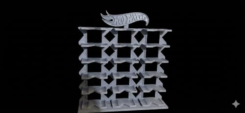 Image of Premium 18-Car Display Rack in Grey for Hot Wheels & 1:64 Scale Cars, Eco-Friendly Biodegradable Plastic, 24 cm H x 22.3 cm B x 4.8 cm W (***Toy Cars NOT Included***)