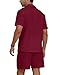 YTD Men's 2 Pieces Beach Outfit Set Short Sleeve Button Down Shirts Summer Beach Shorts Casual Outfits M Red