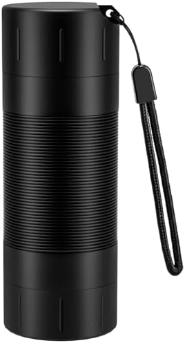 Airtight Smell Proof Container, Modular Aluminum Stash Jar, Portable Ashtray with Carabiner & Lanyard, Waterproof Storage for Spices, Vitamins, Tobacco - Thread Black