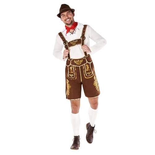 Morph Disfraz Oktoberfest Hombre, Traje Oktoberfest Hombre, Disfraz Tiroles Hombre, Disfraz Aleman, Disfraces Oktoberfest, Lederhose Oktoberfest Disfraz Carnaval Hombre Talla XL