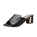 Sandales en cuir patchwork pour femme - Talon tendance - Bouche - Haute épaisseur - Sandales pour femme - 43 - Largeur H, Noir , 38 EU