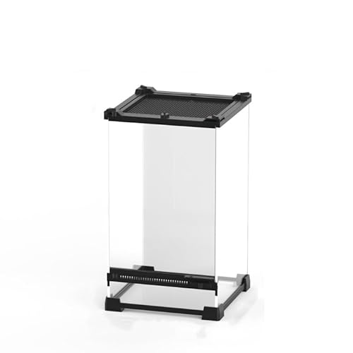 両生類飼育箱、透明、軽量、脱走防止レプテリア 爬虫類用ガラスケージ テラリウムタンク 給餌 通気箱 容器 水陸両用生息地 脱出防止 昆虫ケース タートル トカゲ 通気性 箱 (とうめいしょく360°観察スペース、家庭用/鑑賞用、ペットの飼い主に適しています