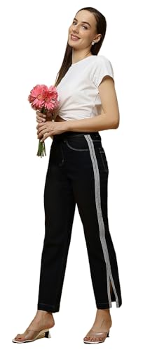 Image of TWGE - Women's Mid Rise Straight Fit Pants - Relaxed Fit Cotton Trousers with Drawstring Waist - Lightweight Everyday Wear