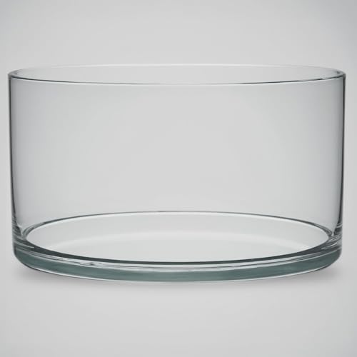 Image of KALAKRITI 8 Inch Glass Cylindrical Vase | Transparent Vase for Bamboo Plants | Open Terrarium Container | Decorative Bowl for Floating Candles, Floral Arrangements & Table Centerpieces (Pack of 1)