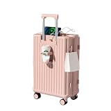 Valigia Rigida da Viaggio, Multifunzionale con Sistema di Ricarica USB Integrato, Set di valigie rigide con Ruote girevoli per Viaggi Leggeri(Pink,72x46x28cm)