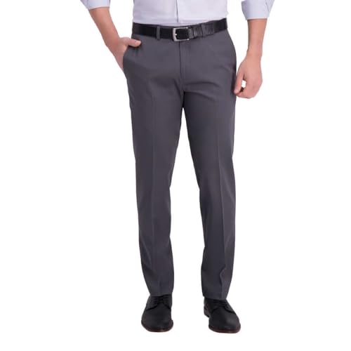 Haggar Men's Premium Non Iron Twill Pants (US, Waist Inseam, 40, 34, Regular, Regular, Gray)