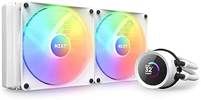 NZXT Kraken 280 - AIO Refrigeracion liquida PC para procesador de 280 mm Disipador de calor CPU caja PC - Pantalla LCD Cuadrada de 1,54” - 2 Ventiladores Core F140 RGB - Color Blanco - RL-KR280-W1