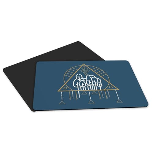 Set de table bleu grand format aux finitions ésotériques soignées