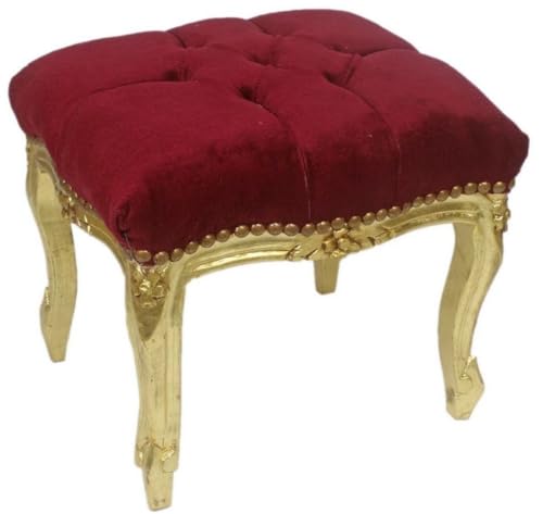 Casa Padrino Ottomane baroque Bordeaux/doré 45 x 40 x H. 35 cm - Tabouret baroque fait main avec strass - Meuble de style baroque