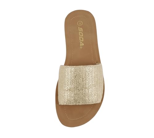 Image of Soda Shoes Efron-S Women Flip Flops Basic Plain Slippers Slip On Sandals Slides Casual Peep Toe Beach
