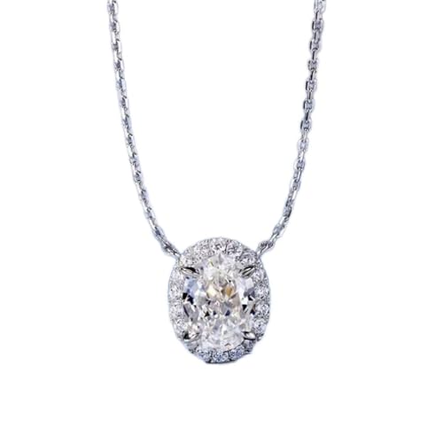 Collier moissanite pendentif ovale argent 925 le cadeau d'anniversaire idéal