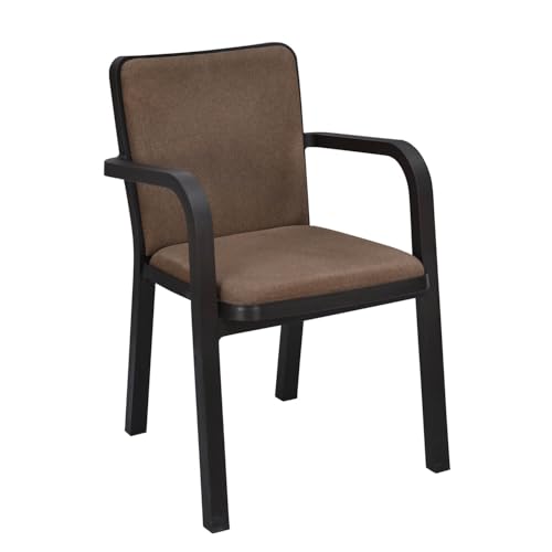 Image of Nilkamal Luxe Full-Back Cushioned Plastic Arm Chair | Stackable Chair | for Home, Living Room, Office, Outdoor, Balconies | Season Rust Brown & Dark Beige