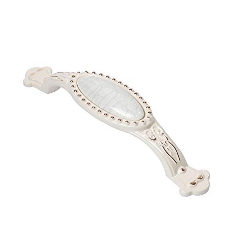 Lowest Price 6pcs Inlaid Ceramic Block Cabinet Hardware Handle Pull, 6.6"/167mm Ivory White Paw Shaped Foot Wardrobe Door Pull Handle