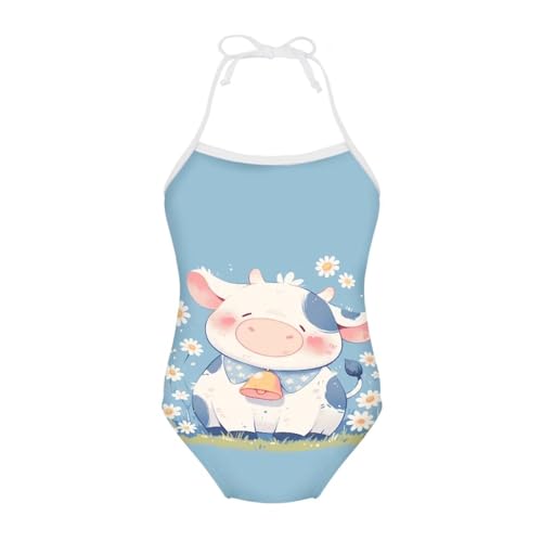 Image of One Piece Swimsuit for Girls Beach Bathing Suit Halter Straps Sports Swimwear for 1-10 Year Toddler Kids
