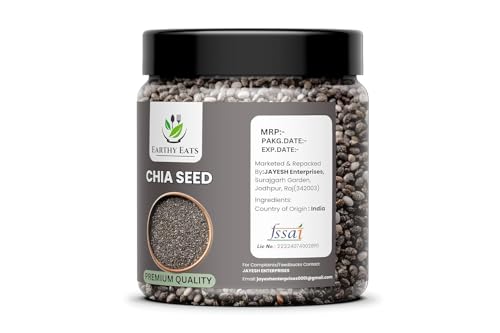 Image of Earthy Eats Chia Seeds - Seeds for Eating | Seeds for Weight Management | Rich in Calcium, Protein & Fibre (Jar Pack) (1kg)