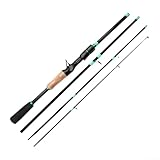 Qualoramall Angelruten Fiberglas Spinner Baitcasting Angelrute Faltbare Bachlaufstange Tragbare Köderruten Hohe Belastung Baitcast Fischrute Mehrteilige Fischrute (Extinction G-un Griff 1,8 m)