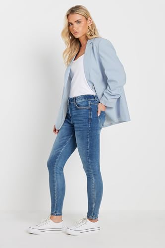 M&Co Petites Petite Women's Stripe Seersucker Blazer Blue3