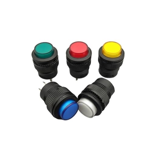 Interruptor con retroiluminación LED de 16mm y bloqueo para control seguro de corriente 3A 6