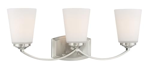 Image of Minka Lavery 6963-84 Overland Park Vanity Bath Light, 3-Light, 300 Total Watts, 22.75-in H x 8.25-in W, Brushed Nickel