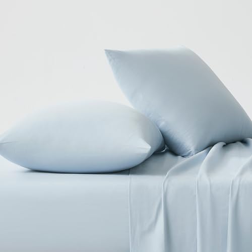 Image of Linen Closet Luxury Cotton 144 Thread Count Organic Cotton King Pillowcases, Set of 2, Light Blue