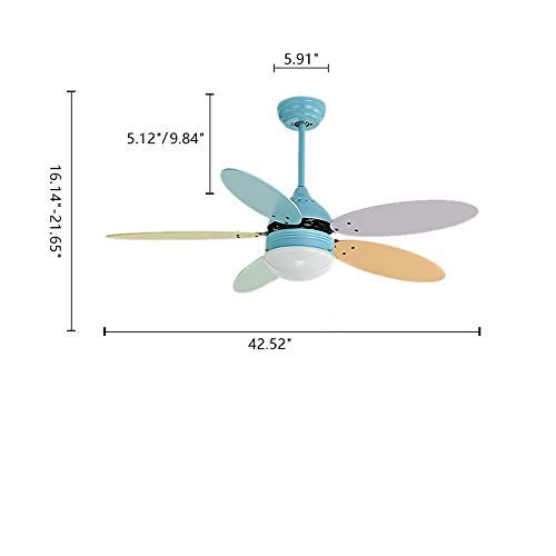 Baycheer Hl476406 Indoor Ceiling Fan With Light 42-Inch Kids Colorful Fan Chandelier Pendant Light Single Light Ceiling Fan With Light Kit And Remote（Blue） #TOP5