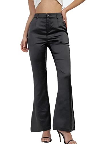Women's Flare Bootcut Dressy Bell Bottom Night Out Party Satin Business Suit Pants