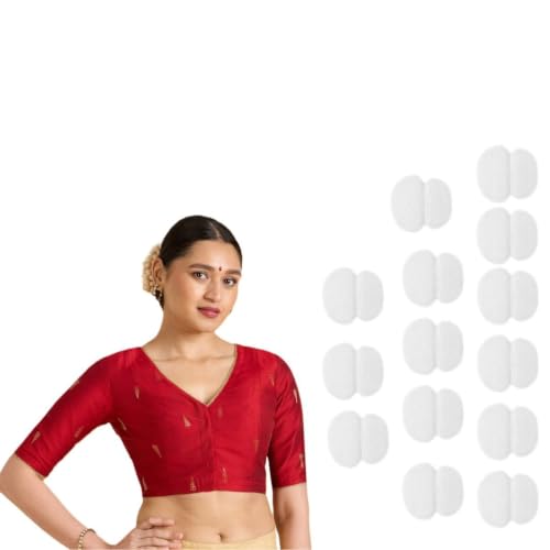 Image of Studio Shringaar Women's Handloom Cotton Silk Readymade Saree Blouse with Underarm Sweat Pads (Pack of 14 Pads)