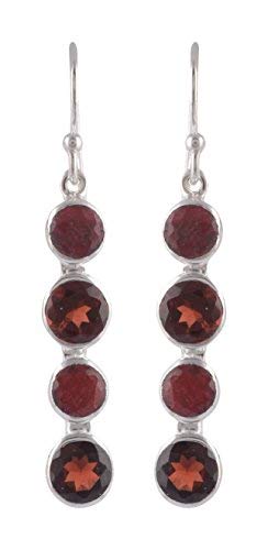 SilverTree925Natural Ruby & Garnet Stone in PURE 92.5 Sterling Silver Earrings (ST 468)