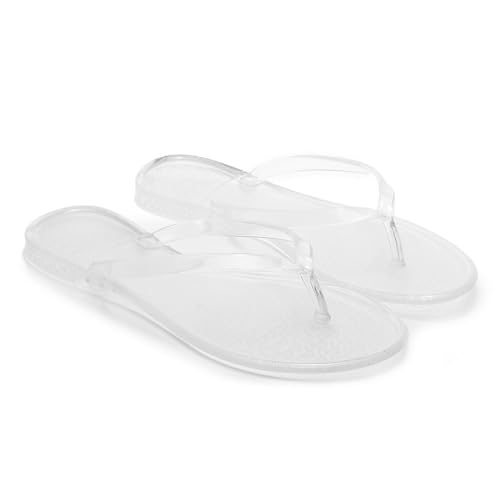 Women Flip Flops Thong Sandals Jelly Shoes Flat Slides Clear Jellies Pool Slippers Bathroom Summer Beach Size 8 Ladies Non Slip Dress Comfortable Quick Drying Soft