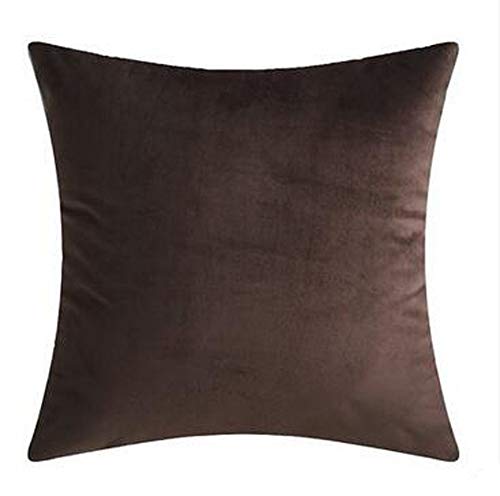 Andreannie Set Of 4 Velvet Super Soft Comfortable Solid Decorative Throw Pillow Cover Cushion Case For Sofa Living Room 18 Inches Square (Brown, 18"X18") #TOP1