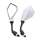 Espejo Moto Espejos De Motocicleta Universal 10MM Retrovisor Scooter E-Bike ATV Dirt Bike Vista Trasera HD Espejo Lateral Espejos Retrovisores Moto(White)