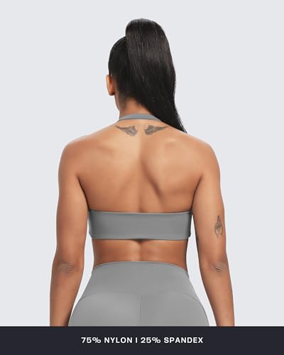 Image of Aoxjox Women's Workout Sports Bras Fitness Taylor Scrunch Halter Bra Yoga Crop Tank