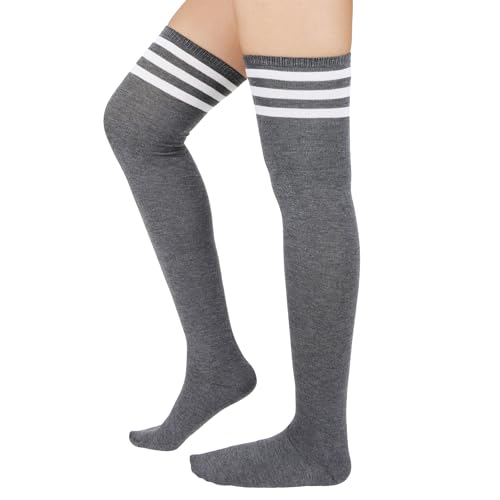 Image of Zando Womens Stripes Thigh High Socks Thigh Highs Casual Knee High Stockings