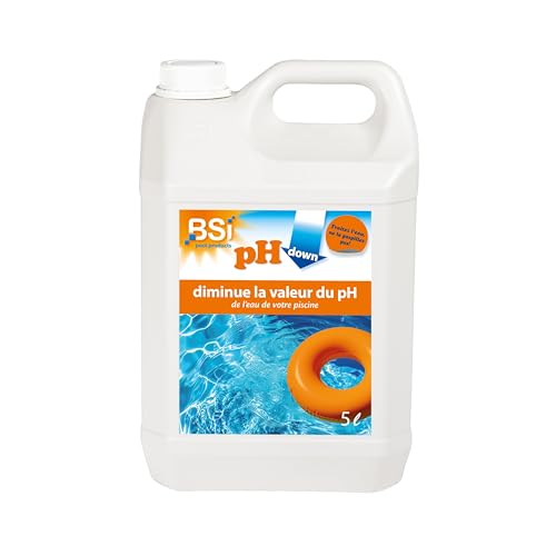 BSI - pH Moins - Liquide - Pour Diminuer Et Stabiliser Le Potentiel Hydrogène De l'Eau - Idéal En Piscine Et Spa - Retrouvez Une Baignade Agréable - 5L, Bleu