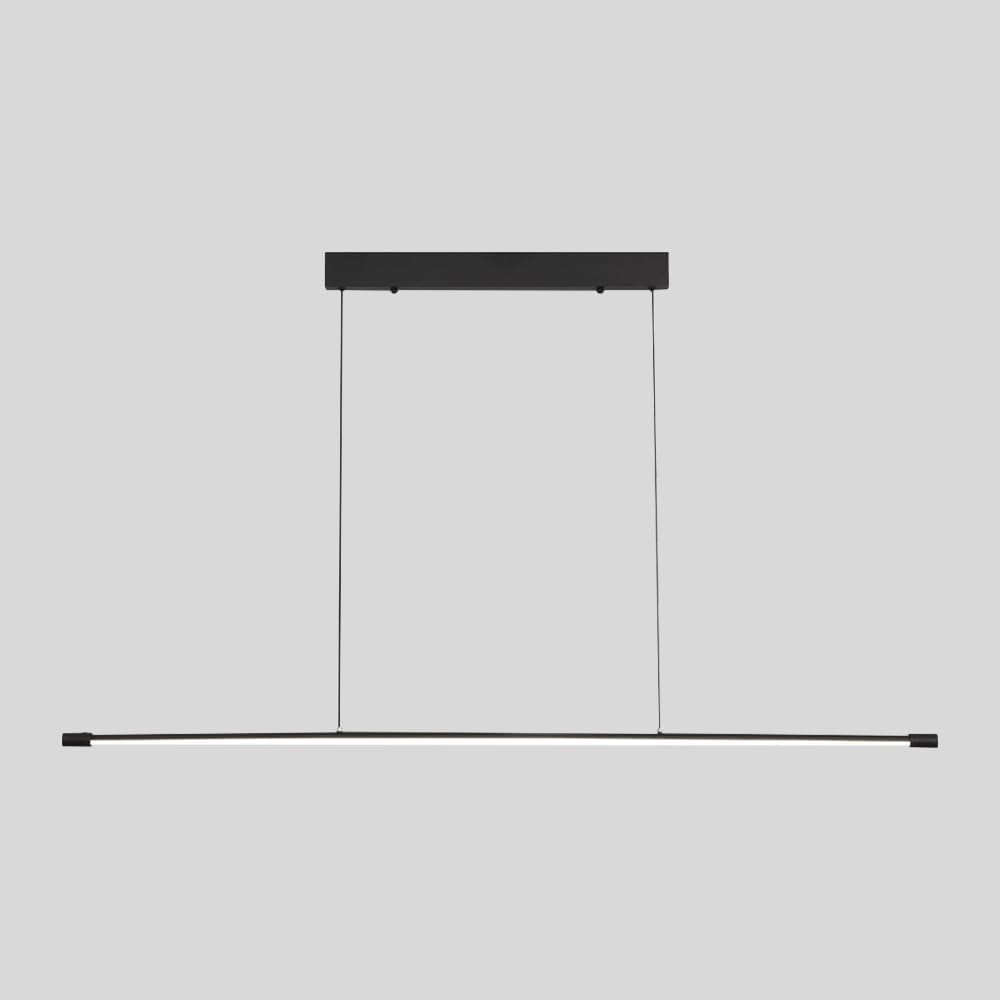 Black Linear Pendant Light, Metal Long Tube Hanging Lamp with Silicone Shade, Dimmable LED Chandelier - 10W, Ultra-Thin Strip Suspension Lamps, Kitchen Lighting Island Lights