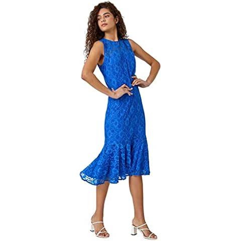 Roman Originals Floral Lace Overlay Midi Dress Cover