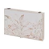 LOLAhome - Tapa Contador Luz o Cuadro Eléctrico de Madera Decorado con Hojas Color Beige de 46x31x6 cm