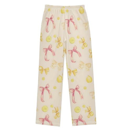 Lemon Bows Yellow Pajama Pants Long Sleep Pant Soft PJ Bottoms Sleepwear