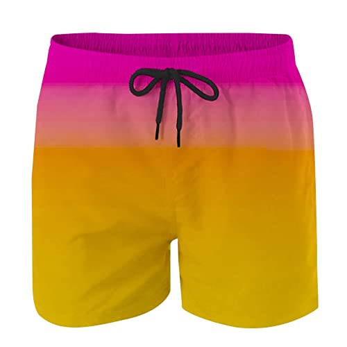 Ymosrh Men's Swimming Trunks Swim Quick Dry Shorts with Pockets Plus Gradient Print Beach Shorts Swimming for Men, S-5XL2