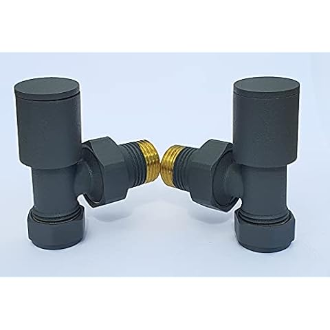 Anthracite Angled Towel Rail/Radiator valves Valves 1/2" /15mm Cover