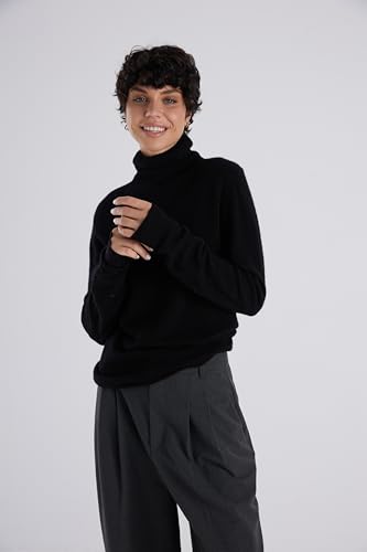 Image of ANNASOUL Womens Cashmere Sweater Turtleneck Long Sleeve Pullover High Neck Relaxed Fit, Fall Outfits Sweater, Trendy Tops