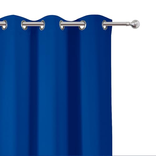Image of LEMOMO Blackout Curtains 66 x 54 Inch Long Royal Blue Curtains Set of 2 Panels Room Darkening Curtains for Bedroom and Living Room