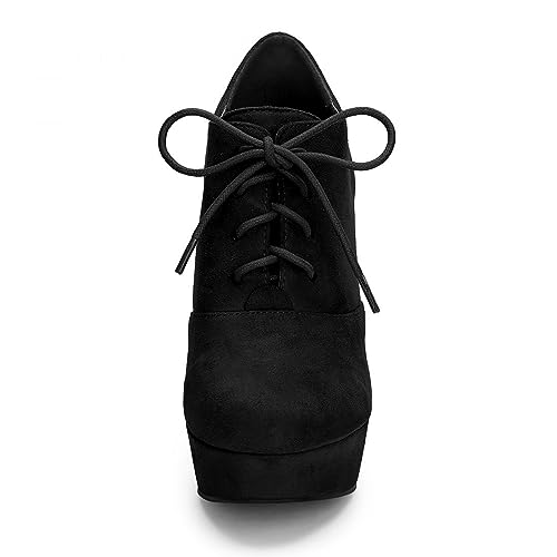 Allegra K Women's Platform Chunky Heel Lace Up Booties3