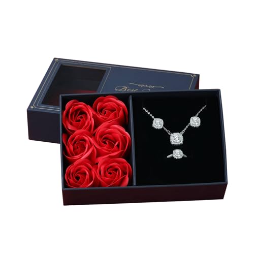 zocare Jewelry Set for Women,Perserved Rose with Necklace Earrings Ring Sets,Birthday...