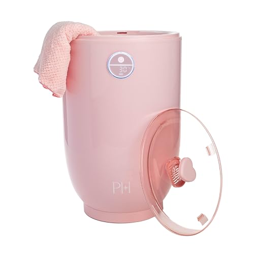 Paris Hilton 20L Luxury Towel Warmer Built-In Aromatherapy Compartment Touchscreen Control with Delay Start Timer and Preset Timers Fits 2 Bath Towels or Throw Blanket Pink