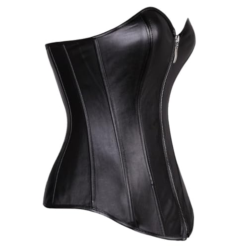 Corpete Corset Corselet Redutor Modelada Cintura Valoriza Busto Zíper Couro Preto M171